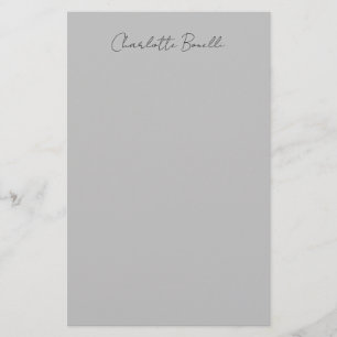 Papelaria Nome de Script Manuscrito Minimalista Cinza