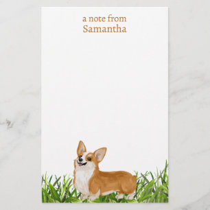 Papelaria Nome do Monograma de Cães de Pembroke Corgi