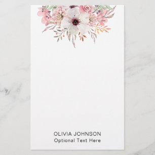 Papelaria Nome Monograma Floral Aquarela Moderna