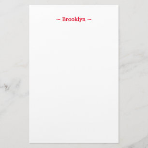 Papelaria nome monograma personalizado texto vermelho branco