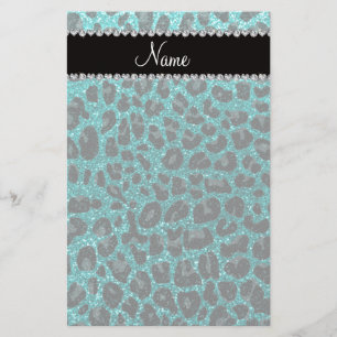 Papelaria Nome personalizado impressão brilhante aqua glitte