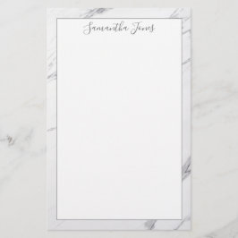 Papelaria Nome Personalizado Mínimo do Mármaco Branco Modern