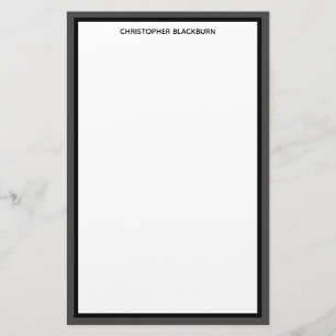 Papelaria Nome Personalizado Preto Cinza Borda