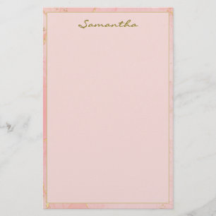 Papelaria Nome personalizado rosa e Dourado