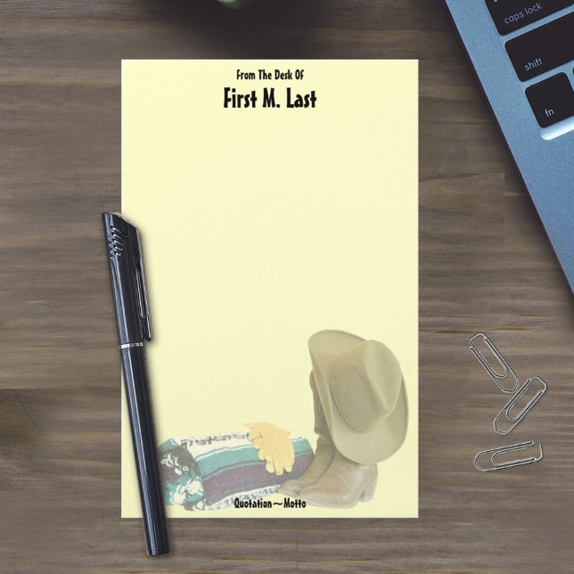 Papelaria Nome personalizado Western Cowboy Hat Boot Blanket (Criador carregado)