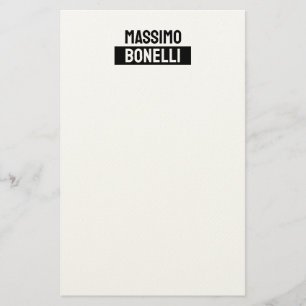 Papelaria Nome Próprio Minimalista Moderno Simples Preto Bra