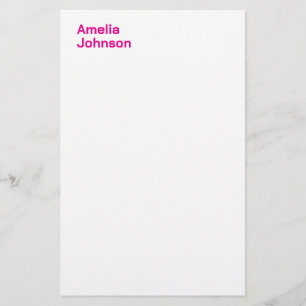 Papelaria Nome Rosa Moderno Minimalista Profissional