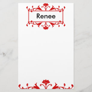 Papelaria Nome vermelho ou monograma personalizável
