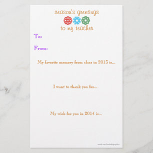 Papelaria Nota de presente de Natal para o professor 2013-20