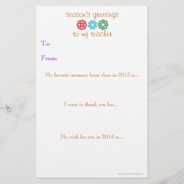 Papelaria Nota de presente de Natal para o professor 2013-20 (Frente)