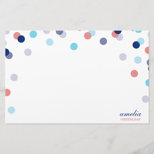 Papelaria NOTA PERSONALIZADA, marinho azul de confetti brilh (Frente)