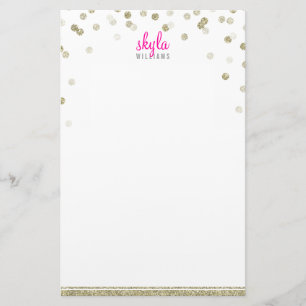 Papelaria NOTA PESSOAL bolinhas confete dourado velho brilho