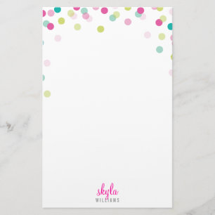 Papelaria NOTA PESSOAL, fofo, confetti, cor-de-rosa, verde-r