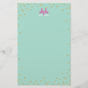 Papelaria NOTA PESSOAL mini spot confetti gold glitter mint