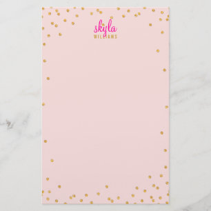 Papelaria NOTA PESSOAL mini spot confetti gold glitter rosa