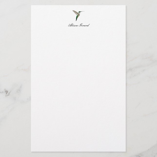 Papelaria Notas de Hummingbird Elegante (Frente)
