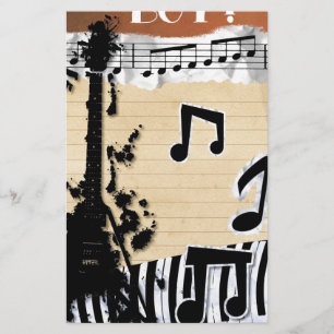 Papelaria notas de música dança de guitarra feliz