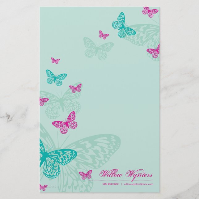 Papelaria NOTEPAPER PERSONALIZADO: borboletas 5P (Frente)