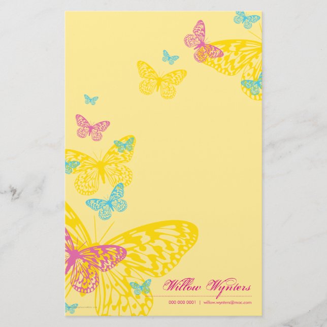 Papelaria NOTEPAPER PERSONALIZADO: borboletas 6P (Frente)