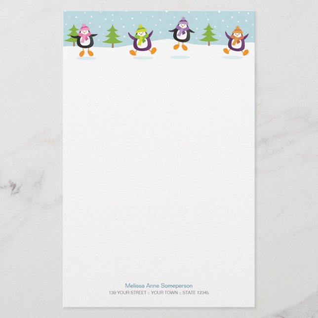 Papelaria Novidade de salto alegre bonito dos pinguins (Frente)