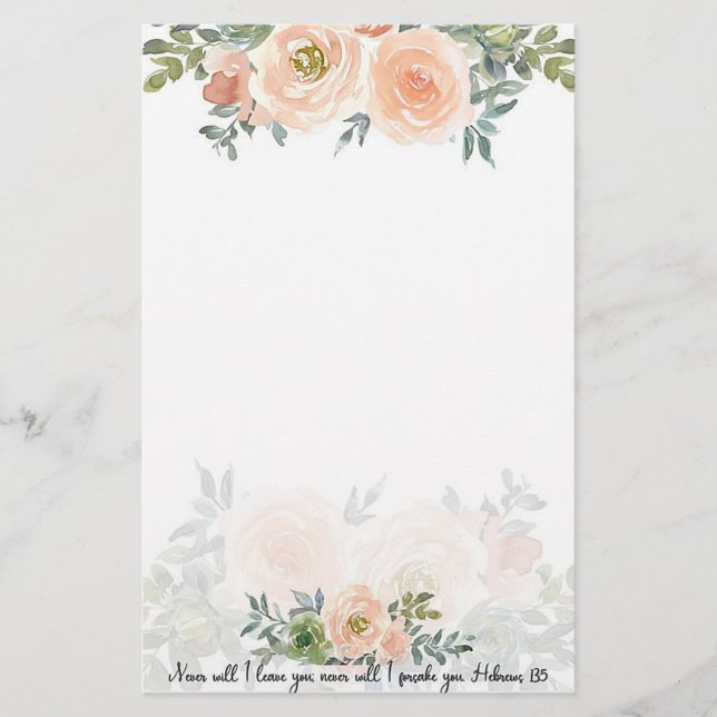 Papelaria Nunca te deixar aquarela floral  (Frente)