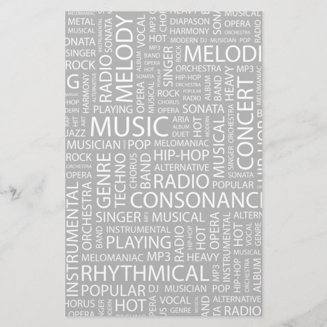 Papelaria Nuvem de palavras padrão MUSIC (Frente)