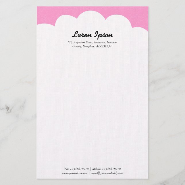 Papelaria Nuvem Superior - Rosa (Frente)