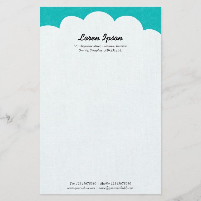 Papelaria Nuvem Superior - Turquesa (Frente)
