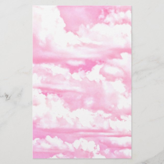 Papelaria Nuvens Felizes Rosa Pastel (Frente)