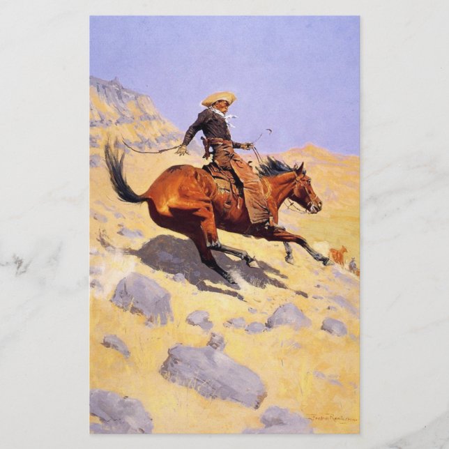 Papelaria O Cowboy (por Frederic Remington) (Frente)