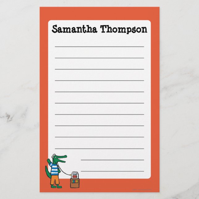 Papelaria O crocodilo legal escuta a música (Frente)