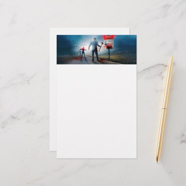 Papelaria O feliz Dia das Bruxas de SlipperyJoe brilha zumbi (Frente/Verso In Situ)