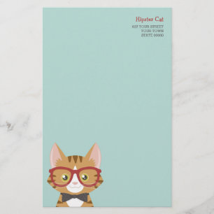 Papelaria O gato alaranjado do hipster do gato malhado caço