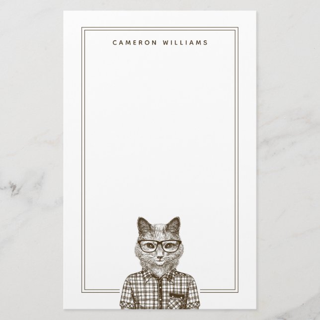 Papelaria O gato do hipster | adiciona seu nome (Frente)