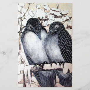 Papelaria O INVERNO ADORA AVES EM NEVE, preto e branco