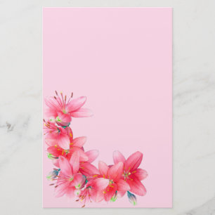 Papelaria O lírio vermelho da ilha tropical floresce artigo