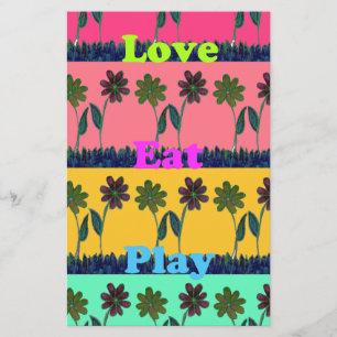 Papelaria O mais recente design de brincar com o amor floral