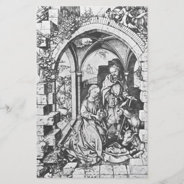 Papelaria O Nascimento de Jesus (por Martin Schongauer) (Frente)