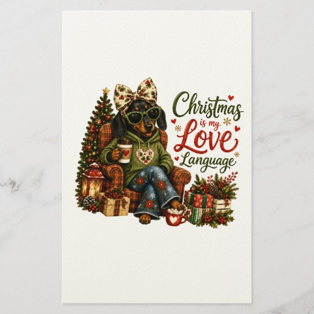 Papelaria O Natal do Dachshund é Minha Linguagem do Amor (Frente)