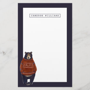 Papelaria O urso vermelho da camisola da rena adiciona seu