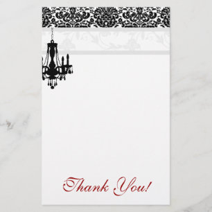 Papelaria Obrigado do candelabro você damasco BW dos artigo