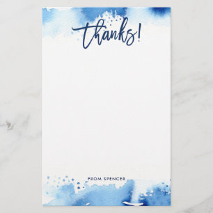 Papelaria OBRIGADOS NOTA moderna cor azul esferográfica