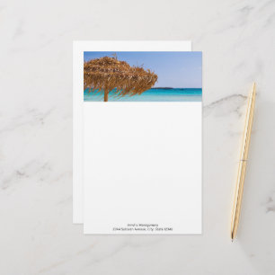 Papelaria Oceano Tropical Cênico com Guarda-Sol de Palha