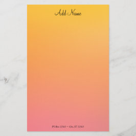 Papelaria Ombre de Pêssego Dourado Personalizado