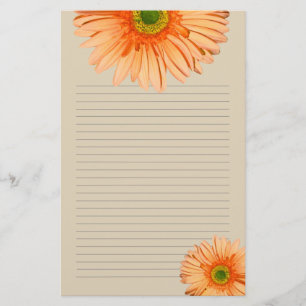 Papelaria Orange Gerbera Daisy Lined Personal Papel de carta