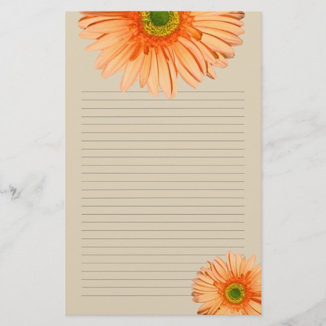 Papelaria Orange Gerbera Daisy Lined Personal Papel de carta (Frente)