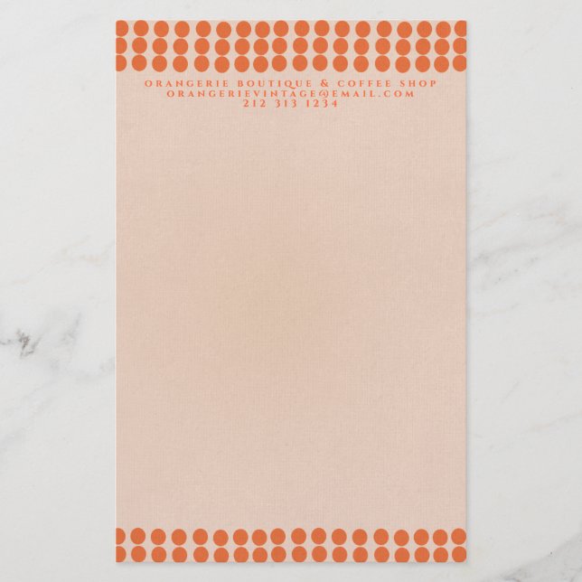 Papelaria Orangerie moderna, simples pontos brancos (Frente)