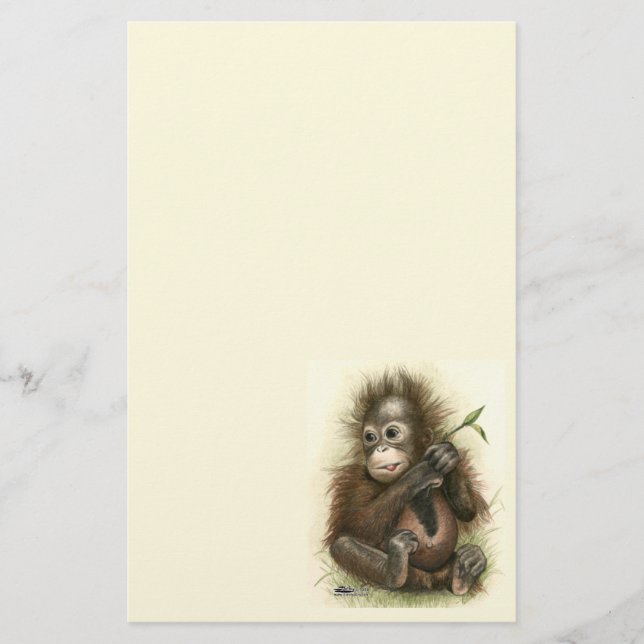 Papelaria Orangutan Baby Com Folhas (Frente)