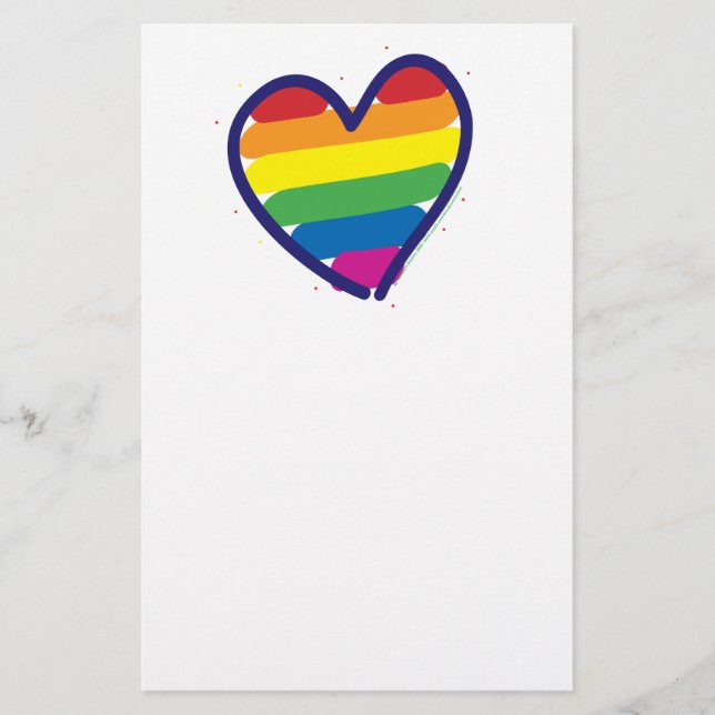 Papelaria Orgulho gay Rainbow Heart (Frente)