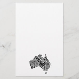 Papelaria Original do Mapa da Austrália Negra e Branca